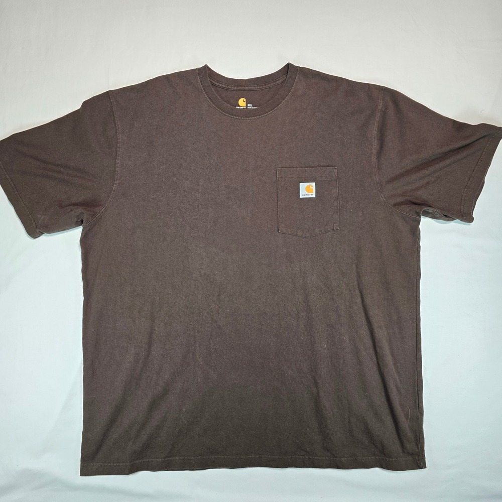 Carhartt K87 DKB Mens 2XL Brown Pocket T-Shirt Original Fit Short Sleeve Cotton